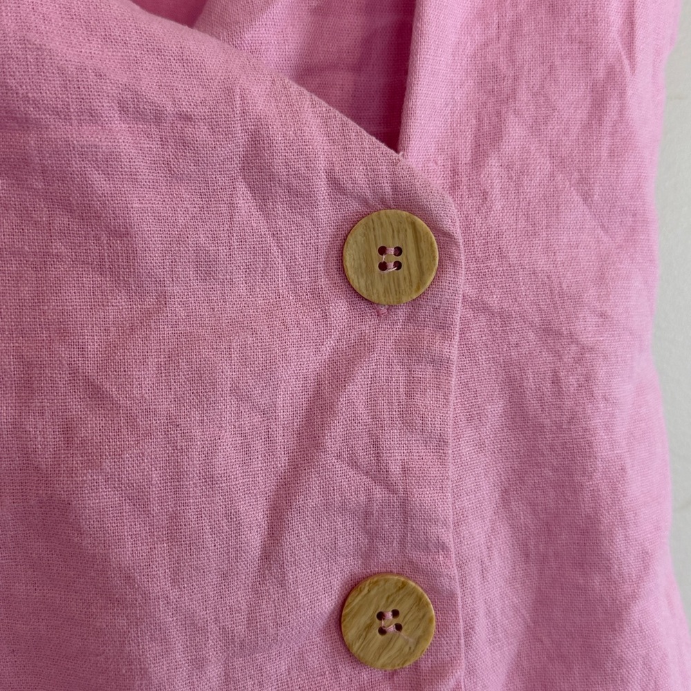 Lulus Lush Billie Light Pink Button Front Mini Wrap Dress women’s size small - Picture 4 of 10